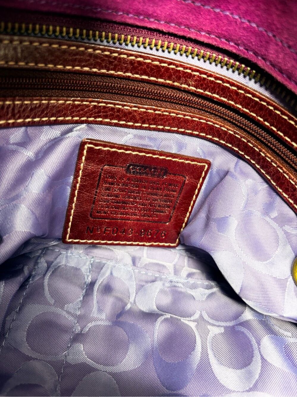 Vintage Coach Hampton Bucket Berry Purple Suede Leather Shoulder Bag VGUC - Picture 7 of 10